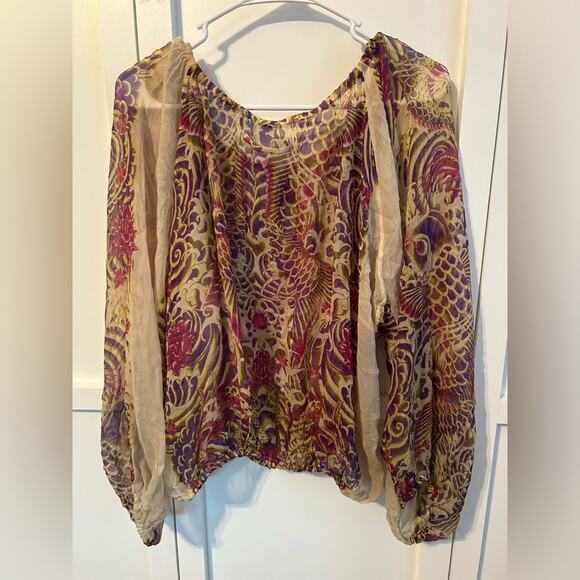 Jean Paul Gaultier Silk Made in Italy Peasant Style Soleil Blouse M - Picture 6 of 7